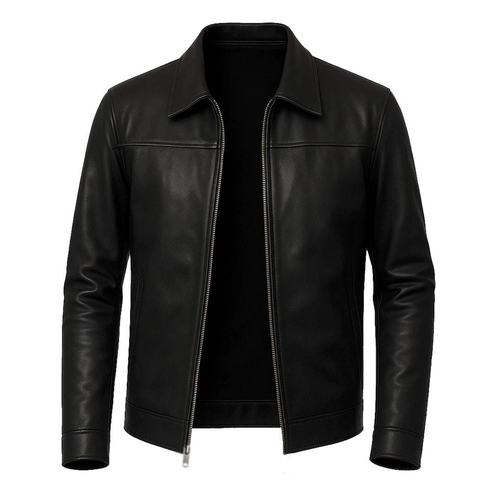 Premium Zipper Leather Jacket – Custom OEM Vintage Casual Design