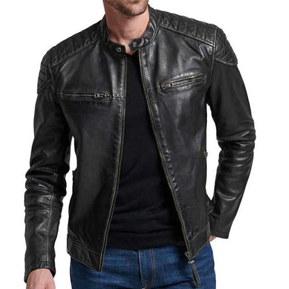 Long Sleeve Vintage Genuine Cowhide Leather Heritage Moto Jacket with Retro Design – Premium Motorbike Jacket