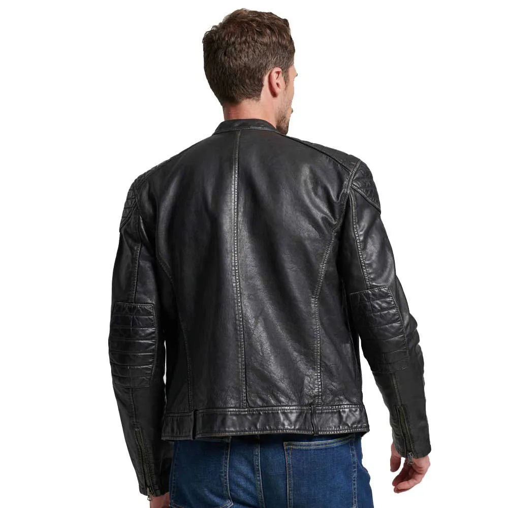 Long Sleeve Vintage Genuine Cowhide Leather Heritage Moto Jacket with Retro Design – Premium Motorbike Jacket