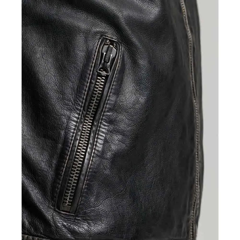 Long Sleeve Vintage Genuine Cowhide Leather Heritage Moto Jacket with Retro Design – Premium Motorbike Jacket