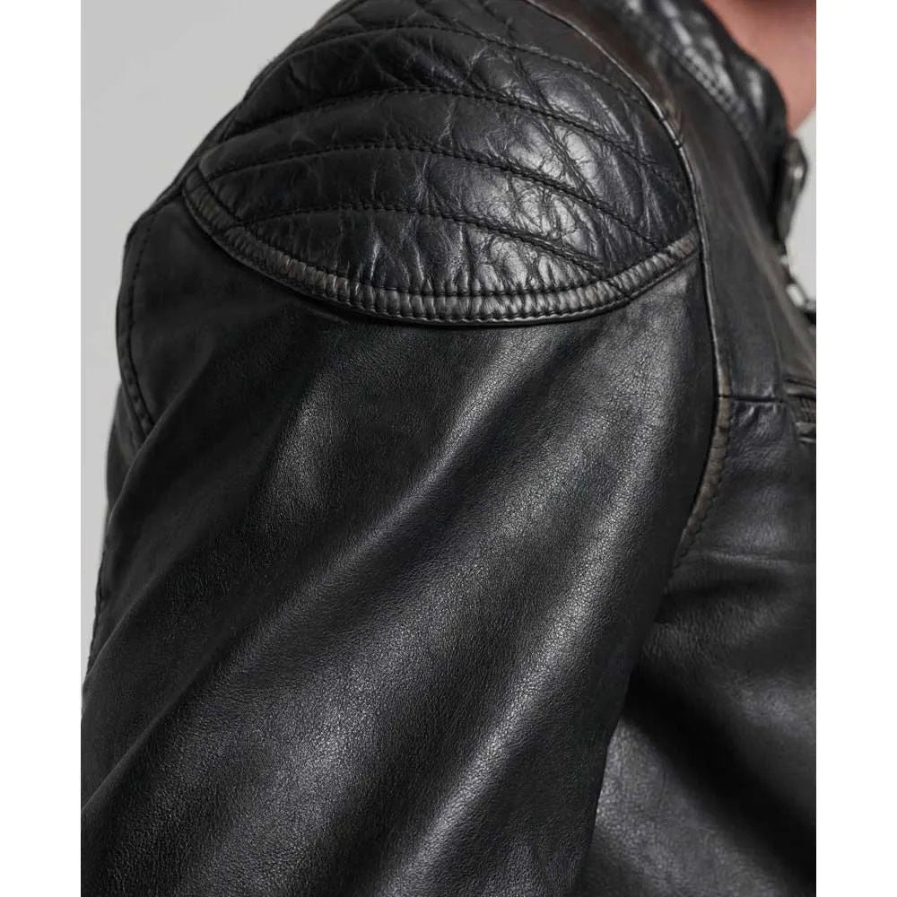 Long Sleeve Vintage Genuine Cowhide Leather Heritage Moto Jacket with Retro Design – Premium Motorbike Jacket