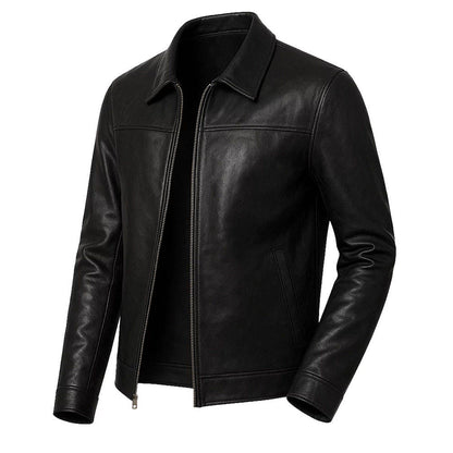 Premium Zipper Leather Jacket – Custom OEM Vintage Casual Design
