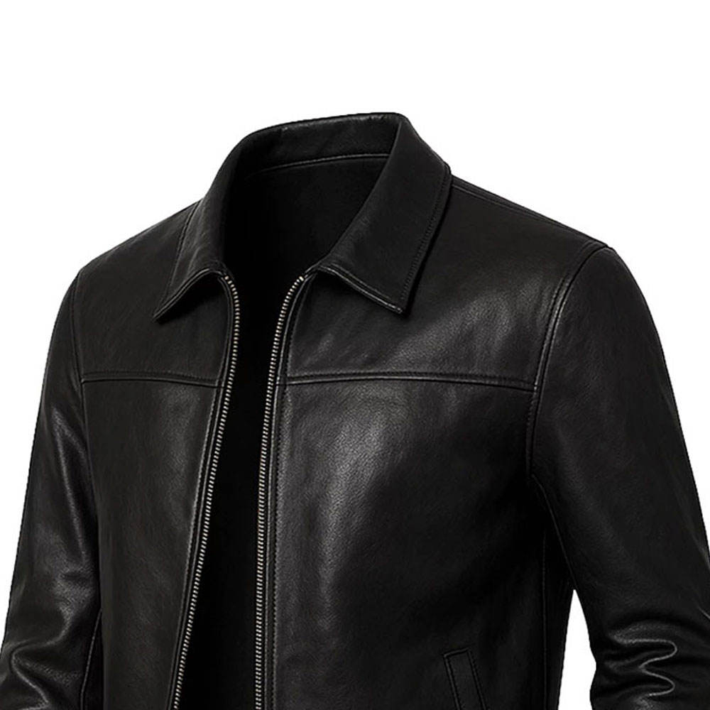 Premium Zipper Leather Jacket – Custom OEM Vintage Casual Design