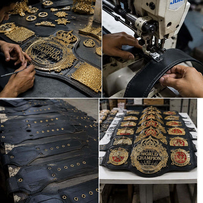 Championship Leather Belt with Brass Plates – Premium Wrestling & Award Belt