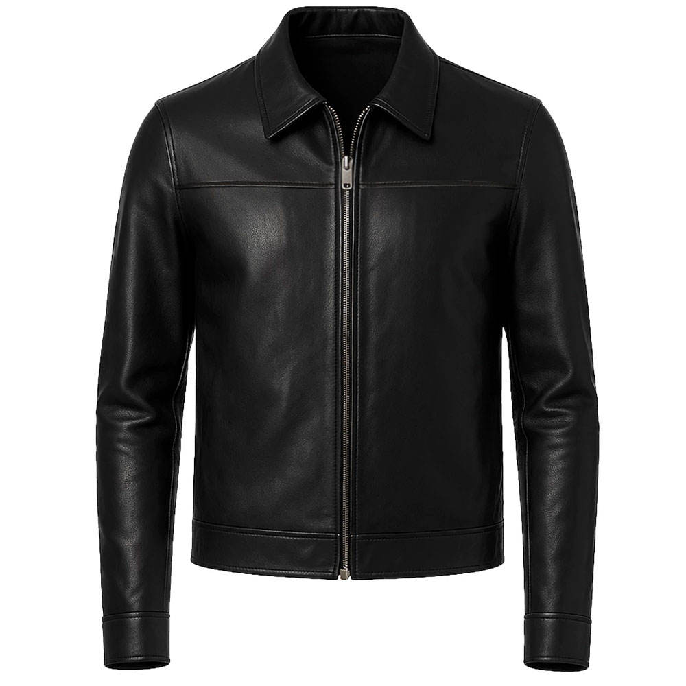 Premium Zipper Leather Jacket – Custom OEM Vintage Casual Design