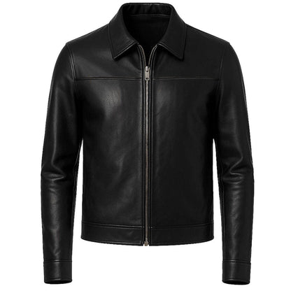 Premium Zipper Leather Jacket – Custom OEM Vintage Casual Design
