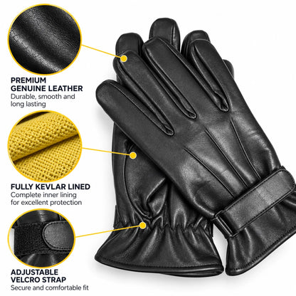 Premium Kevlar-Lined Police Tactical Gloves – Anti-Slash, Fire-Resistant Leather Security & Protection Gloves