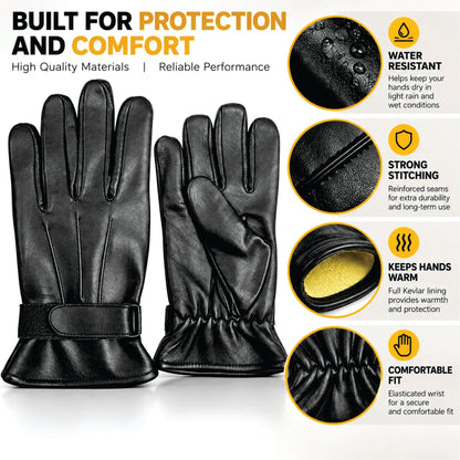 Premium Kevlar-Lined Police Tactical Gloves – Anti-Slash, Fire-Resistant Leather Security & Protection Gloves
