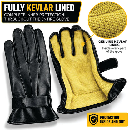 Premium Kevlar-Lined Police Tactical Gloves – Anti-Slash, Fire-Resistant Leather Security & Protection Gloves