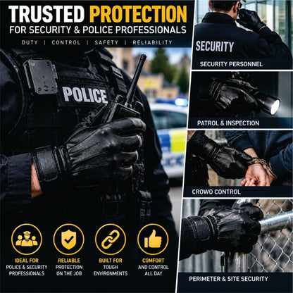 Premium Kevlar-Lined Police Tactical Gloves – Anti-Slash, Fire-Resistant Leather Security & Protection Gloves