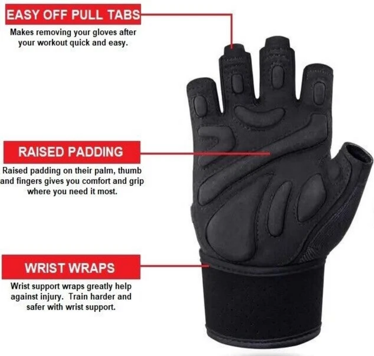 Premium Fitness Training Gloves – Half-Finger Padded Grip & Wrist Support