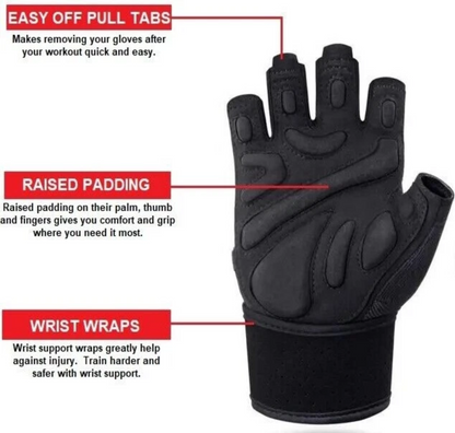 Premium Fitness Training Gloves – Half-Finger Padded Grip & Wrist Support