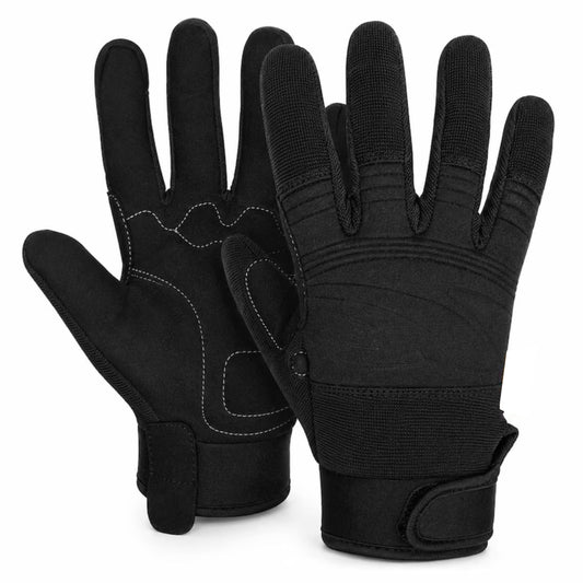 Men’s Motorcycle Gloves, Touchscreen Riding Gloves, Black Synthetic Leather Protective Gloves for Motorbike, Cycling, Scooter & Biking