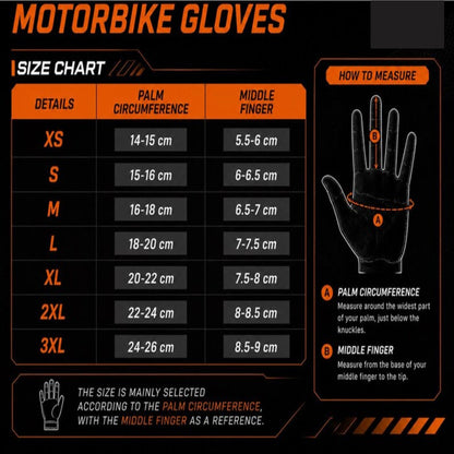 Men’s Motorcycle Gloves, Touchscreen Riding Gloves, Black Synthetic Leather Protective Gloves for Motorbike, Cycling, Scooter & Biking